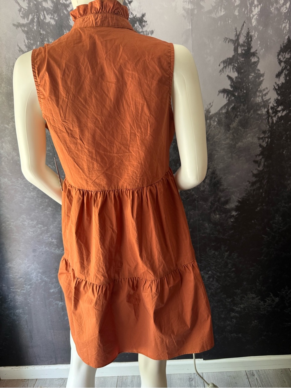 Olivaceous Tiered Ruffle Neck Mini Dress in Rust - Picture 7 of 10
